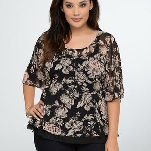 Torrid sheer peplum floral top 4x